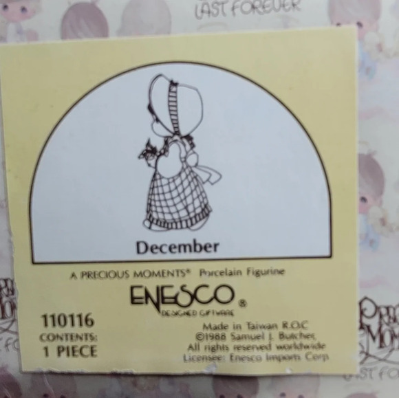 December Precious Moment Figurine Vintage 1988 NEW in Original Box - Picture 3 of 5